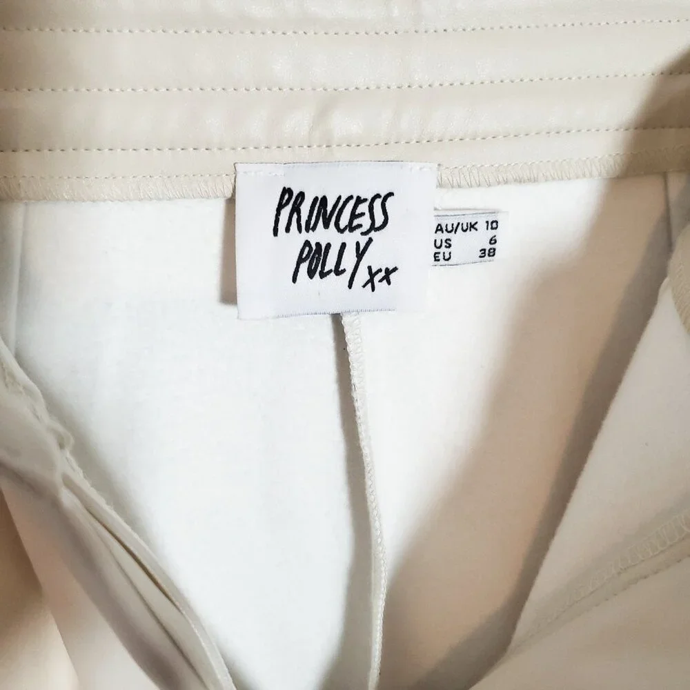 PRINCESS POLLY Beige Faux Leather LOVE CLUB Size 6 - Picture 7 of 10